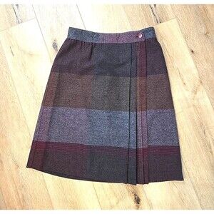 Vtg 90s Plaid Wool Blend Wrap Skirt 10 Twee Dark Academia Preppy Classic Oxford